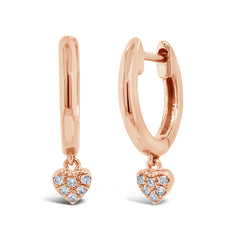 0.04ct 14k Rose Gold Diamond Pave Heart Huggie Earring 0.04ct 14k Rose Gold Diamond Pave Heart Huggie Earring