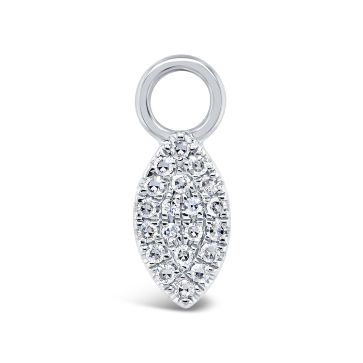 0.04ct 14k White Gold Diamond Pave Leaf Hoop Charm 0.04ct 14k White Gold Diamond Pave Leaf Hoop Charm