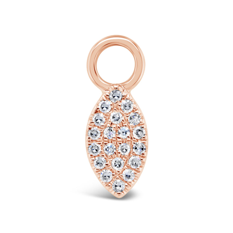0.04ct 14k Rose Gold Diamond Pave Leaf Hoop Charm 0.04ct 14k Rose Gold Diamond Pave Leaf Hoop Charm