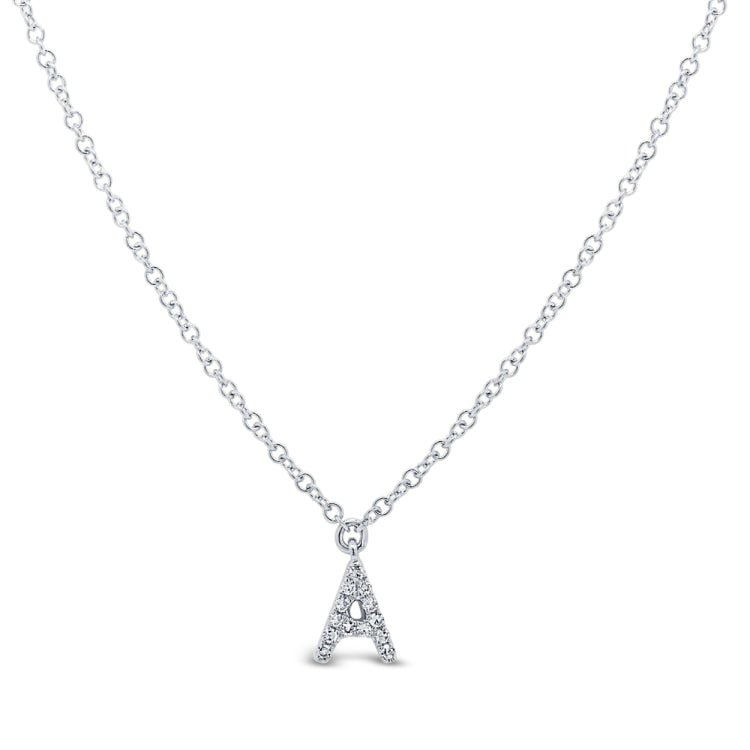 0.04ct 14k White Gold Diamond Necklace - Initial A 0.04ct 14k White Gold Diamond Necklace - Initial A