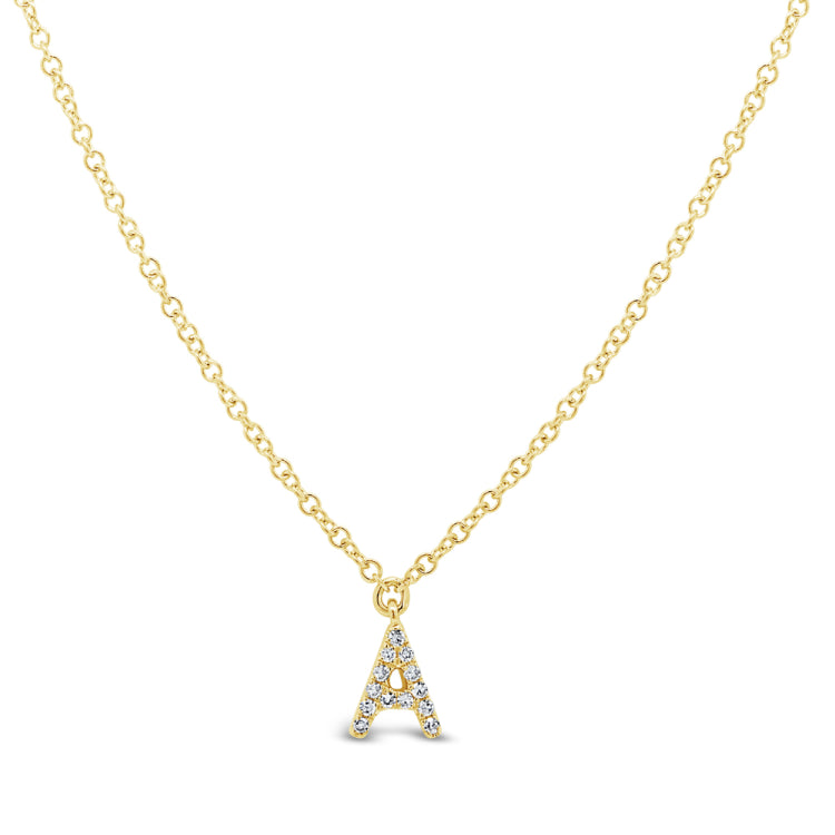 0.04ct 14k Yellow Gold Diamond Necklace - Initial A 0.04ct 14k Yellow Gold Diamond Necklace - Initial A