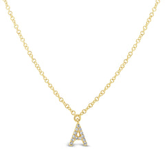 0.04ct 14k Yellow Gold Diamond Necklace - Initial A 0.04ct 14k Yellow Gold Diamond Necklace - Initial A