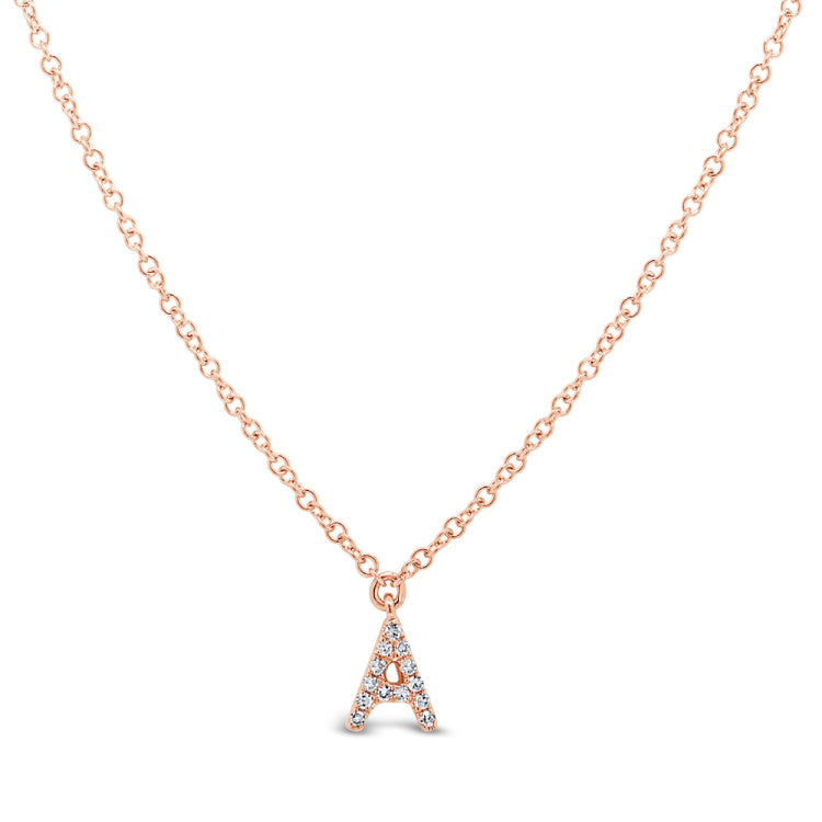 0.04ct 14k Rose Gold Diamond Necklace - Initial A 0.04ct 14k Rose Gold Diamond Necklace - Initial A