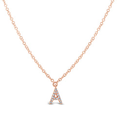 0.04ct 14k Rose Gold Diamond Necklace - Initial A 0.04ct 14k Rose Gold Diamond Necklace - Initial A