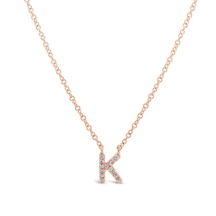 0.05ct 14k Rose Gold Diamond Necklace - Initial K 0.05ct 14k Rose Gold Diamond Necklace - Initial K