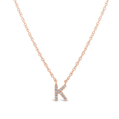 0.05ct 14k Rose Gold Diamond Necklace - Initial K 0.05ct 14k Rose Gold Diamond Necklace - Initial K