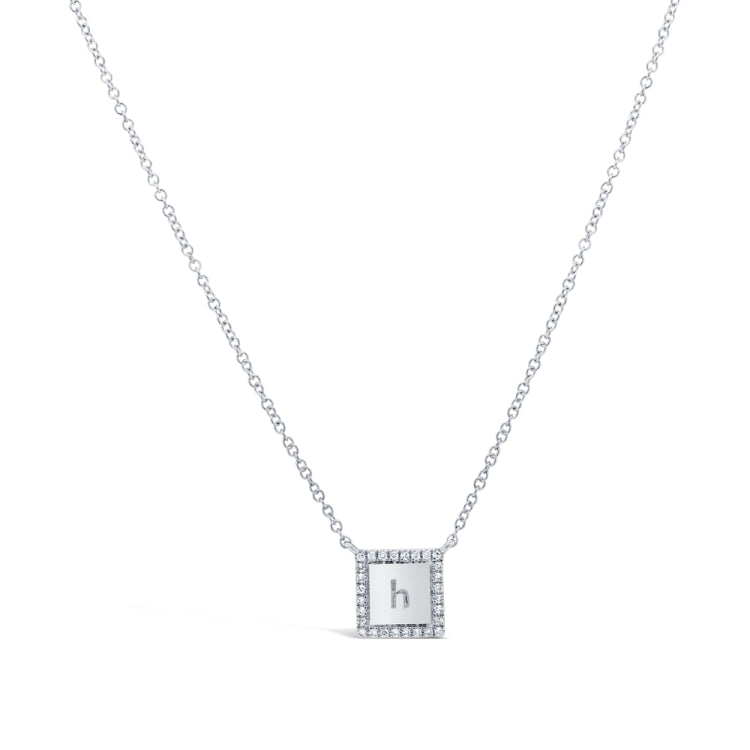 0.06ct 14k White Gold Diamond Necklace -Letter H 0.06ct 14k White Gold Diamond Necklace -Letter H
