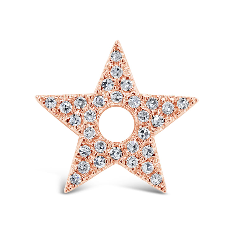 0.07ct 14k Rose Gold Diamond Star Hoop Charm 0.07ct 14k Rose Gold Diamond Star Hoop Charm