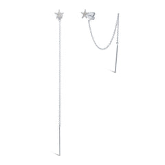 0.06ct 14k White Gold Diamond Star Stud Threader Earring 0.06ct 14k White Gold Diamond Star Stud Threader Earring