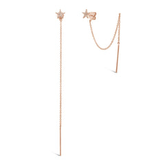 0.06ct 14k Rose Gold Diamond Star Stud Threader Earring 0.06ct 14k Rose Gold Diamond Star Stud Threader Earring