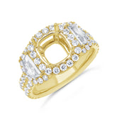 2.05ct 18k Yellow Gold Diamond Semi-mount Ring for 8.5x8.5mm Center