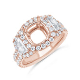 2.05ct 18k Rose Gold Diamond Semi-mount Ring for 8.5x8.5mm Center