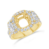 2.30ct 18k Yellow Gold Diamond Semi-mount Ring for 9x9mm Center