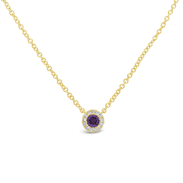 0.04ct Diamond & 0.10ct Amethyst 14k Yellow Gold Diamond Pendant 0.04ct Diamond & 0.10ct Amethyst 14k Yellow Gold Diamond Pendant