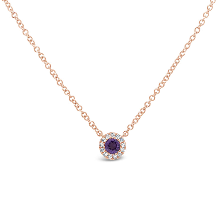 0.04ct Diamond & 0.10ct Amethyst 14k Rose Gold Diamond Pendant 0.04ct Diamond & 0.10ct Amethyst 14k Rose Gold Diamond Pendant