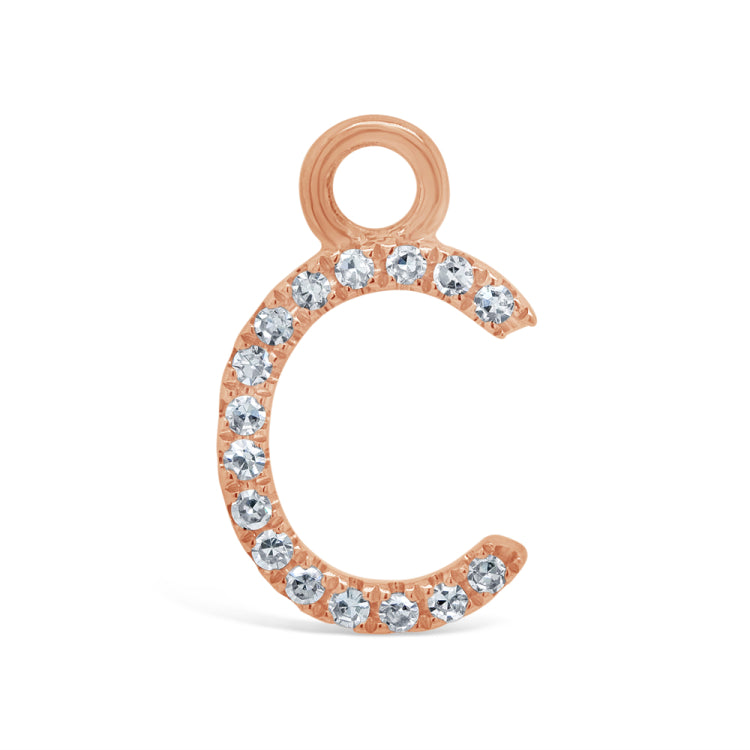 0.05ct 14k Rose Gold Diamond "C" Hoop Charm 0.05ct 14k Rose Gold Diamond "C" Hoop Charm
