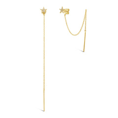 0.06ct 14k Yellow Gold Diamond Star Stud Threader Earring 0.06ct 14k Yellow Gold Diamond Star Stud Threader Earring