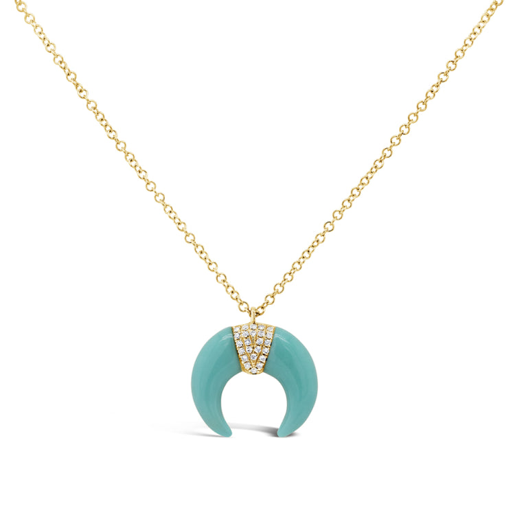 0.04ct Diamond & 1.80ct Composite Turquoise 14k Yellow Gold Crescent Pendant 0.04ct Diamond & 1.80ct Composite Turquoise 14k Yellow Gold Crescent Pendant