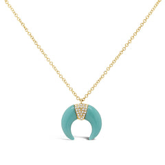 0.04ct Diamond & 1.80ct Composite Turquoise 14k Yellow Gold Crescent Pendant 0.04ct Diamond & 1.80ct Composite Turquoise 14k Yellow Gold Crescent Pendant