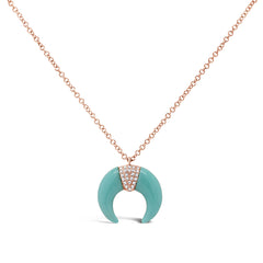 0.04ct Diamond & 1.80ct Composite Turquoise 14k Rose Gold Crescent Pendant 0.04ct Diamond & 1.80ct Composite Turquoise 14k Rose Gold Crescent Pendant