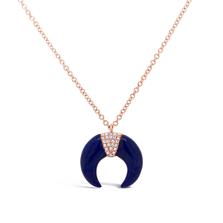 0.04ct Diamond and 1.95ct Lapis 14k Rose Gold Crescent Pendant 0.04ct Diamond and 1.95ct Lapis 14k Rose Gold Crescent Pendant