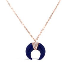 0.04ct Diamond and 1.95ct Lapis 14k Rose Gold Crescent Pendant 0.04ct Diamond and 1.95ct Lapis 14k Rose Gold Crescent Pendant