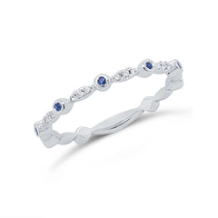 0.03ct Diamond and 0.03ct Blue Sapphire 14k White Gold Lady's Band 0.03ct Diamond and 0.03ct Blue Sapphire 14k White Gold Lady's Band