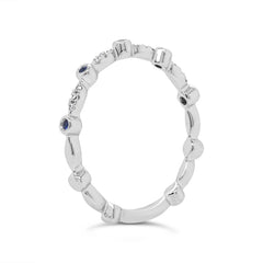 0.03ct Diamond and 0.03ct Blue Sapphire 14k White Gold Lady's Band 0.03ct Diamond and 0.03ct Blue Sapphire 14k White Gold Lady's Band
