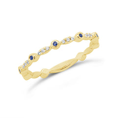 0.03ct Diamond and 0.03ct Blue Sapphire 14k Yellow Gold Lady's Band 0.03ct Diamond and 0.03ct Blue Sapphire 14k Yellow Gold Lady's Band