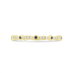 0.03ct Diamond and 0.03ct Blue Sapphire 14k Yellow Gold Lady's Band 0.03ct Diamond and 0.03ct Blue Sapphire 14k Yellow Gold Lady's Band