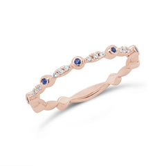 0.03ct Diamond and 0.03ct Blue Sapphire 14k Rose Gold Lady's Band 0.03ct Diamond and 0.03ct Blue Sapphire 14k Rose Gold Lady's Band