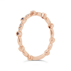 0.03ct Diamond and 0.03ct Blue Sapphire 14k Rose Gold Lady's Band 0.03ct Diamond and 0.03ct Blue Sapphire 14k Rose Gold Lady's Band