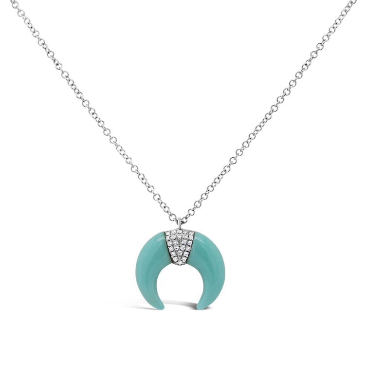 0.04ct Diamond & 1.80ct Composite Turquoise 14k White Gold Crescent Pendant 0.04ct Diamond & 1.80ct Composite Turquoise 14k White Gold Crescent Pendant