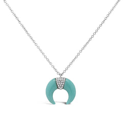 0.04ct Diamond & 1.80ct Composite Turquoise 14k White Gold Crescent Pendant 0.04ct Diamond & 1.80ct Composite Turquoise 14k White Gold Crescent Pendant