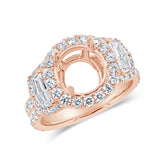 2.05ct 18k Rose Gold Diamond Semi-mount Ring for 2.50ct Center