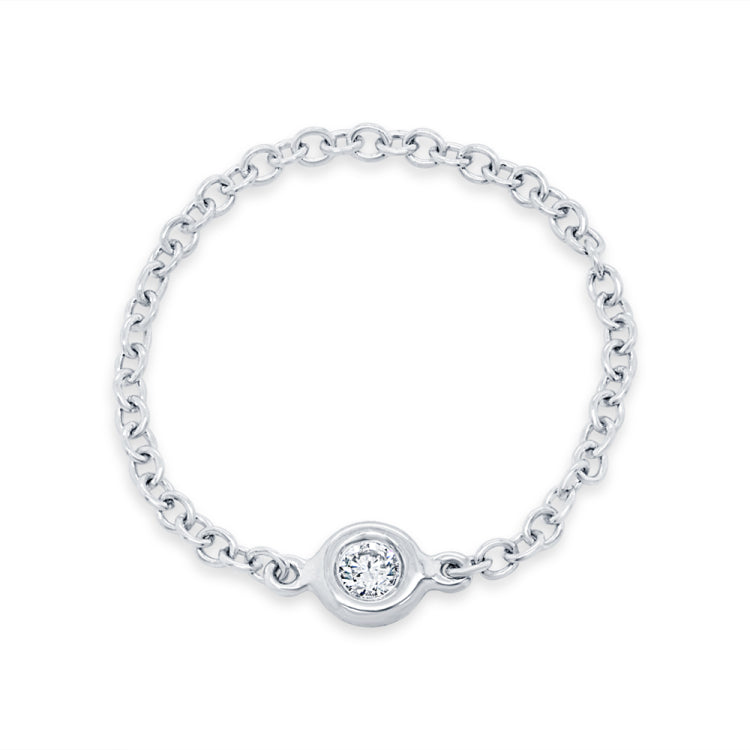 0.05ct 14k White Gold Diamond Bezel Chain Ring 0.05ct 14k White Gold Diamond Bezel Chain Ring