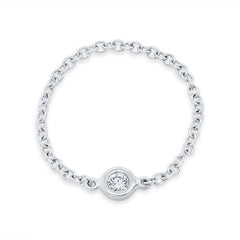 0.05ct 14k White Gold Diamond Bezel Chain Ring 0.05ct 14k White Gold Diamond Bezel Chain Ring