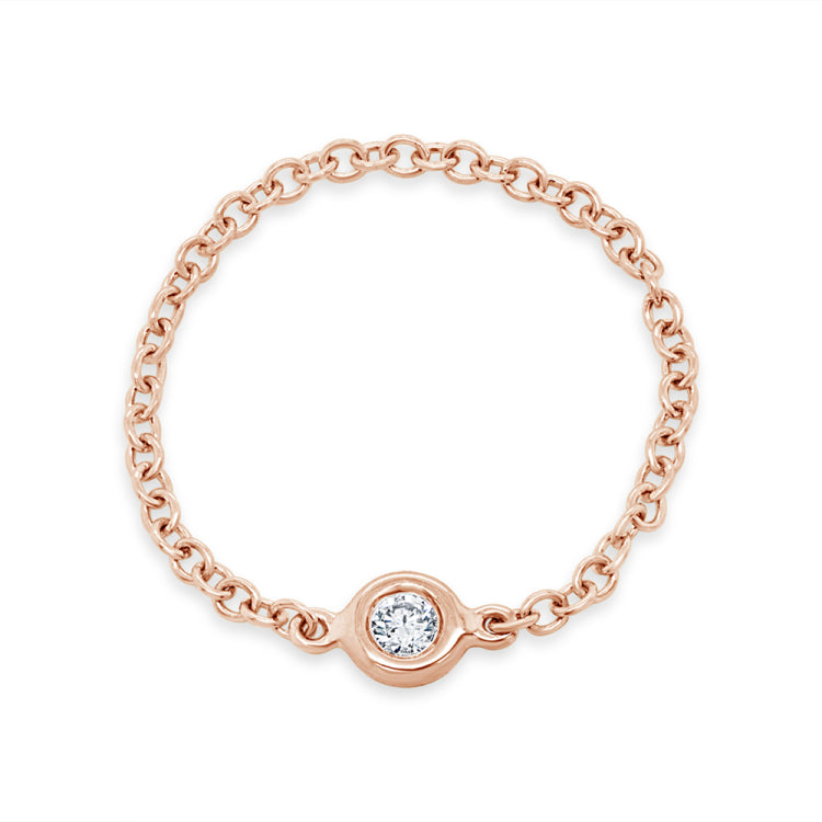 0.05ct 14k Rose Gold Diamond Bezel Chain Ring 0.05ct 14k Rose Gold Diamond Bezel Chain Ring