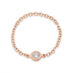 0.05ct 14k Rose Gold Diamond Bezel Chain Ring 0.05ct 14k Rose Gold Diamond Bezel Chain Ring