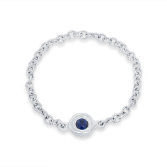 0.05ct 14k White Gold Blue Sapphire Bezel Chain Ring 0.05ct 14k White Gold Blue Sapphire Bezel Chain Ring