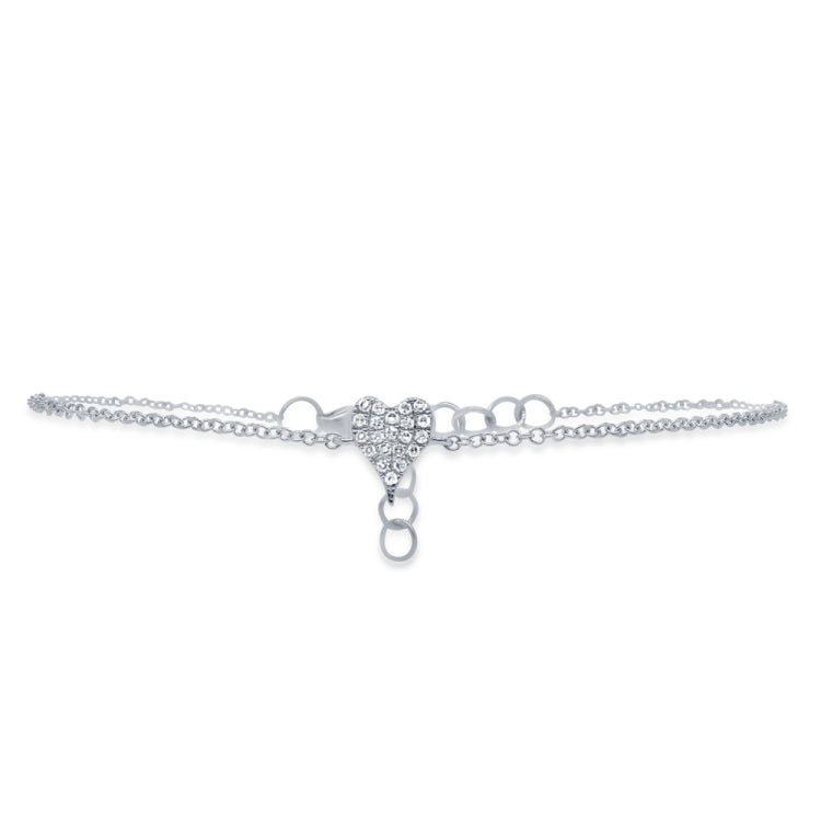 0.05ct 14k White Gold Diamond Pave Heart Bracelet 0.05ct 14k White Gold Diamond Pave Heart Bracelet