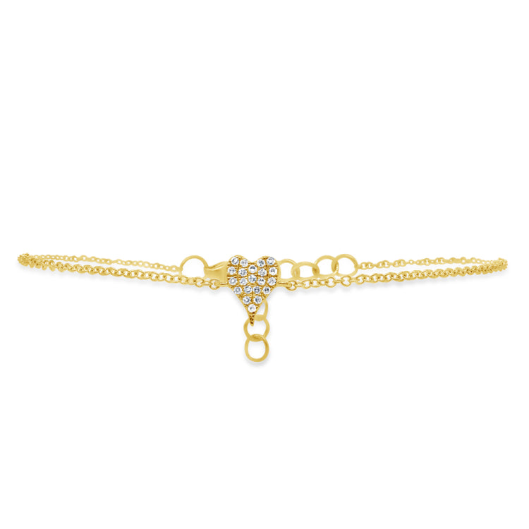 0.05ct 14k Yellow Gold Diamond Pave Heart Bracelet 0.05ct 14k Yellow Gold Diamond Pave Heart Bracelet