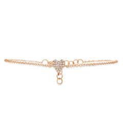 0.05ct 14k Rose Gold Diamond Pave Heart Bracelet 0.05ct 14k Rose Gold Diamond Pave Heart Bracelet