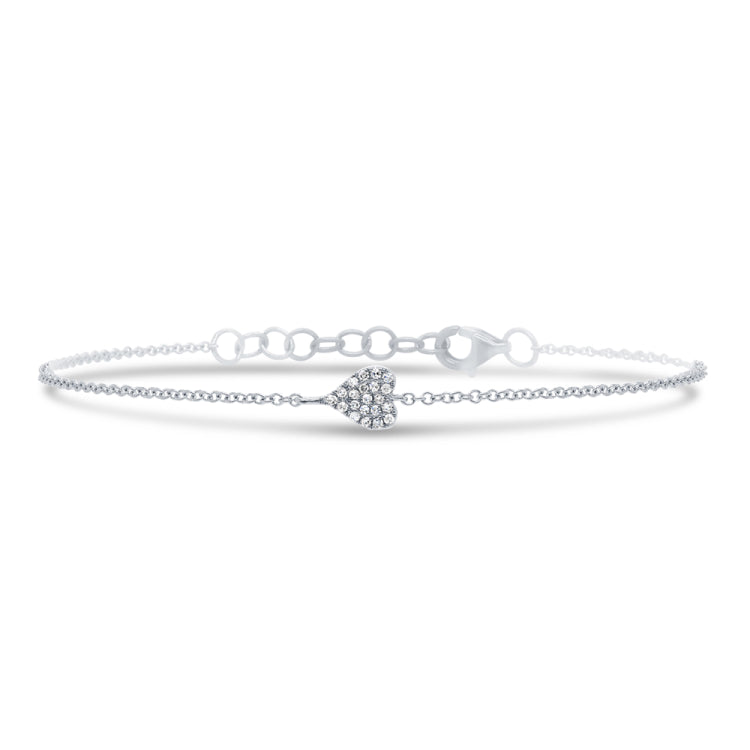 0.05ct 14k White Gold Diamond Pave Heart Bracelet 0.05ct 14k White Gold Diamond Pave Heart Bracelet