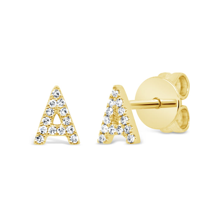 0.06ct 14k Yellow Gold Diamond "A" Initial Stud Earring 0.06ct 14k Yellow Gold Diamond "A" Initial Stud Earring