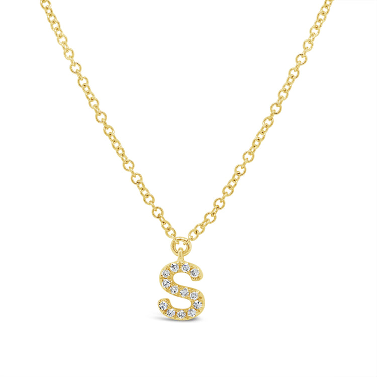 0.05ct 14k Yellow Gold Diamond Necklace - Initial S 0.05ct 14k Yellow Gold Diamond Necklace - Initial S