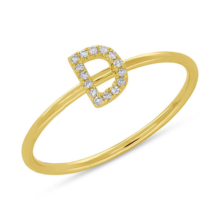 0.05ct 14k Yellow Gold Diamond Lady's Ring - Letter D Size 9 0.05ct 14k Yellow Gold Diamond Lady's Ring - Letter D Size 9