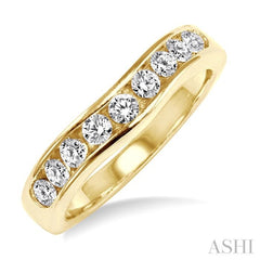 1/2 Ctw Round Cut Diamond Matching Wedding Band in 14K Yellow Gold 1/2 Ctw Round Cut Diamond Matching Wedding Band in 14K Yellow Gold
