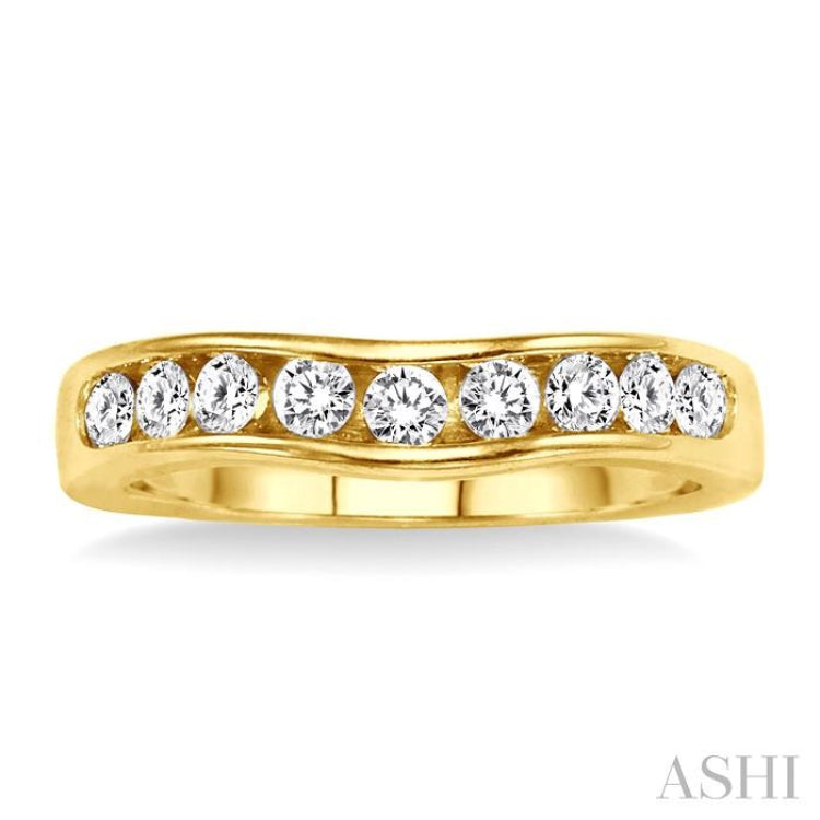 1/2 Ctw Round Cut Diamond Matching Wedding Band in 14K Yellow Gold 1/2 Ctw Round Cut Diamond Matching Wedding Band in 14K Yellow Gold