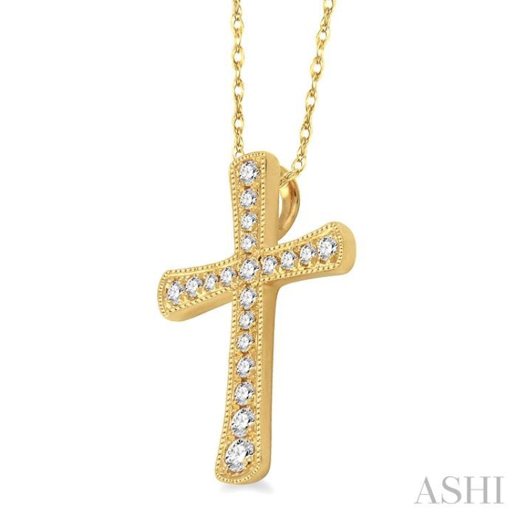 1/6 Ctw Round Cut Diamond Cross Pendant in 14K Yellow Gold with Chain 1/6 Ctw Round Cut Diamond Cross Pendant in 14K Yellow Gold with Chain